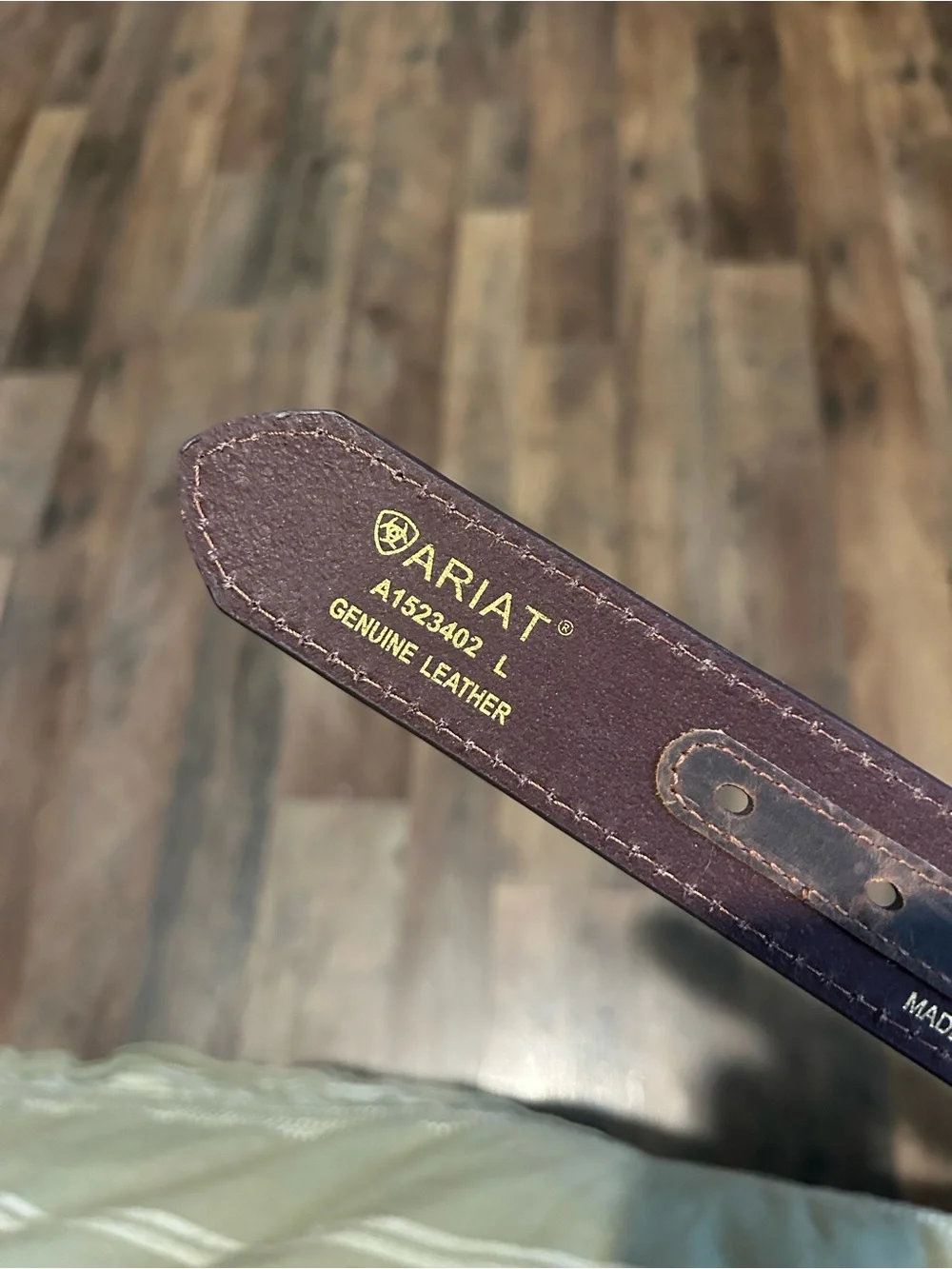 Ariat Dark Brown Genuine Leather Belt with Gold Logo